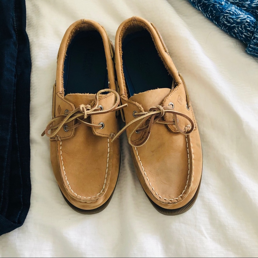 Boys Sperry Top Sider Tan Color Camel Color Size 4